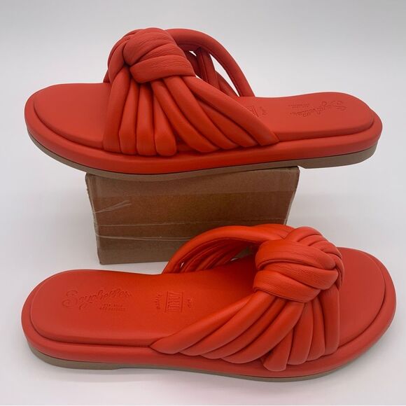 NEW Seychelles Simply The Best Orange Red Slide Sandals Casual - Picture 3 of 9